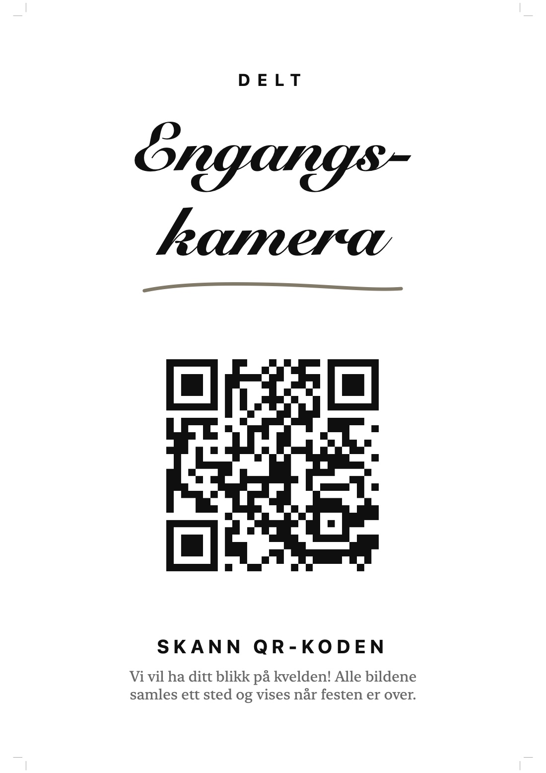 Printklart QR-skilt for Stine og Tobias