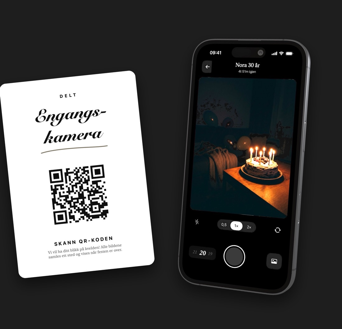 Skiltet med QR-kode, og kameraet i Knips