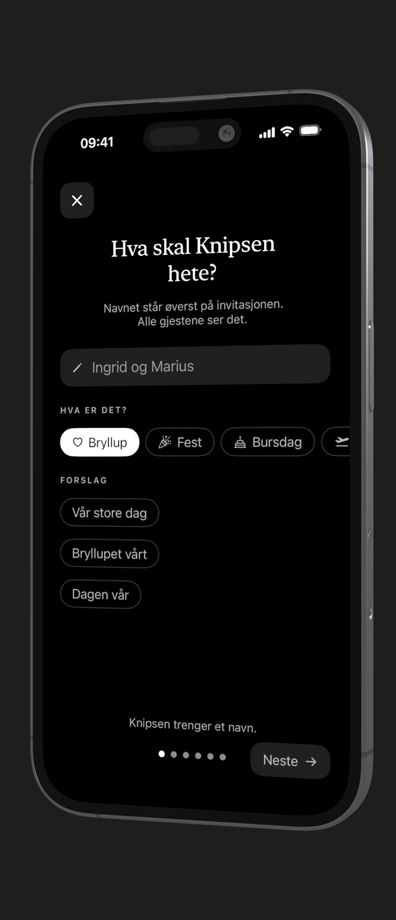 Oppsettet av en Knips i appen